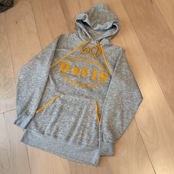 Vintage UC Davis Hoodie S Gray 70s Fleece Pullover California Davis University - Picture 9 of 9
